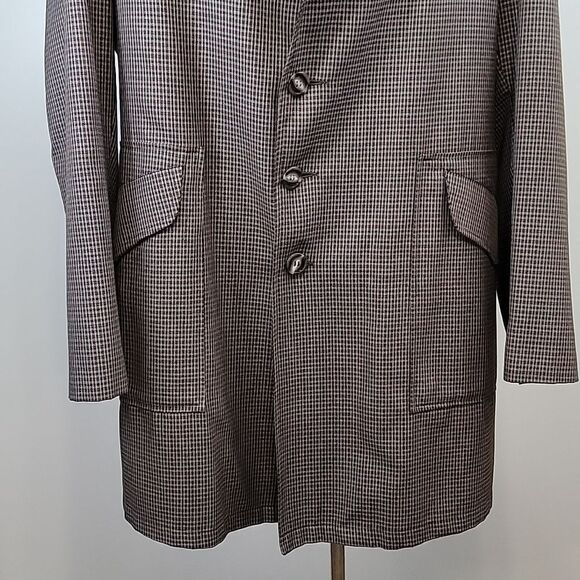 JCPENNEY Vintage Houndstooth Plaid Trench Lined Coat size 44 - Picture 4 of 12